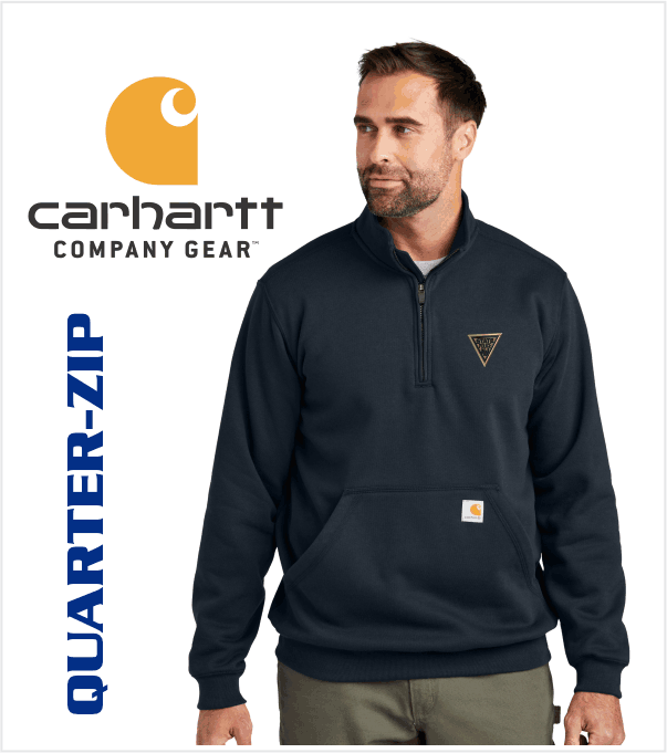 CARHARTT Navy QUARTER-ZIP PULLOVER with Embroidered Logo – True