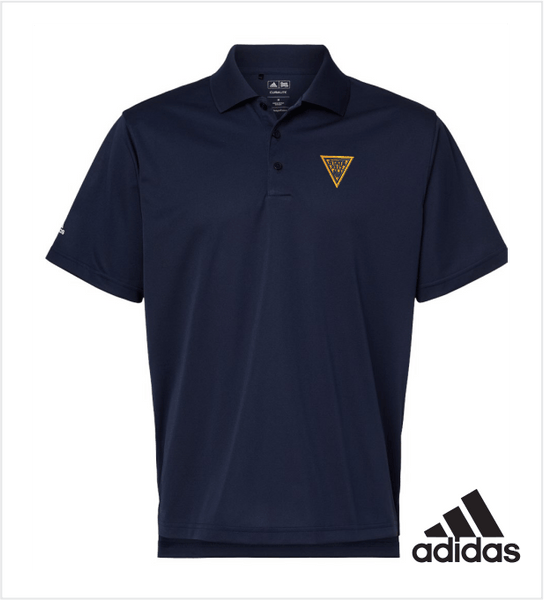 CLIMALITE ADIDAS! Performance Polo in NAVY with Traditional Gold Logo