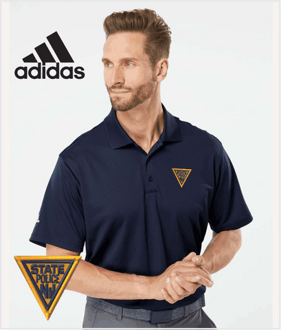 CLIMALITE ADIDAS! Performance Polo in NAVY with Traditional Gold Logo
