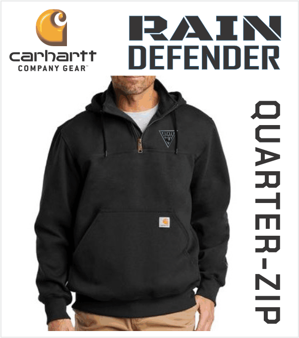 Carhartt RAIN DEFENDER Black QUARTER-ZIP Hood with Embroidered
