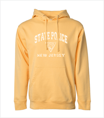 PREMIUM Garment Washed Hood in FADED GOLD with Printed Distressed Logo