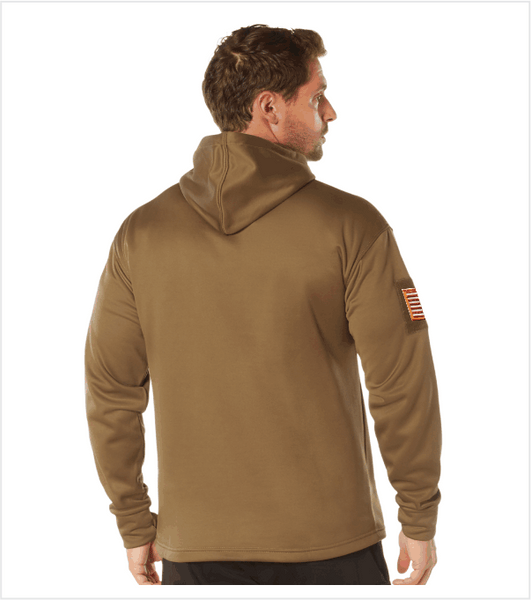 Rothco Concealed Carry COYOTE BROWN Tactical Hoodie with Embroidered Logo & Velcro US Flag on Right Sleeve