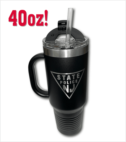 40 oz. STAINLESS TUMBLER with STRAW - Black with Laser Engraved Logo