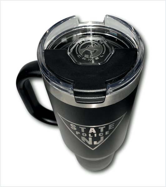 40 oz. STAINLESS TUMBLER with STRAW - Black with Laser Engraved Logo