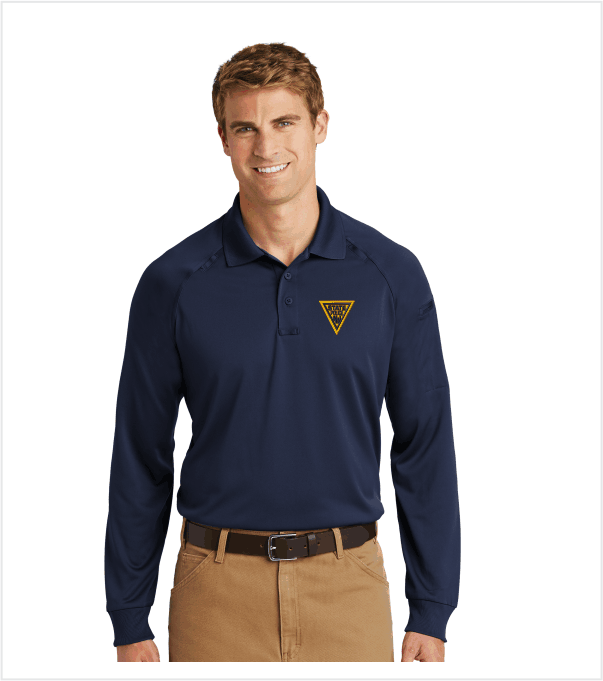 Cornerstone Dark Navy LONG SLEEVE Tactical Performance Polo with Embro True Blue and Gold