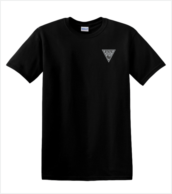 ◆BADBLOOD◆ Dark Classic Stripe T-Shirt Khaki Black w-tee25 Black T-Shirt with Printed Classic Logo in Grey – True Blue