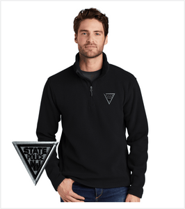 Black QUARTER ZIP FLEECE Pullover with Embroidered Logo