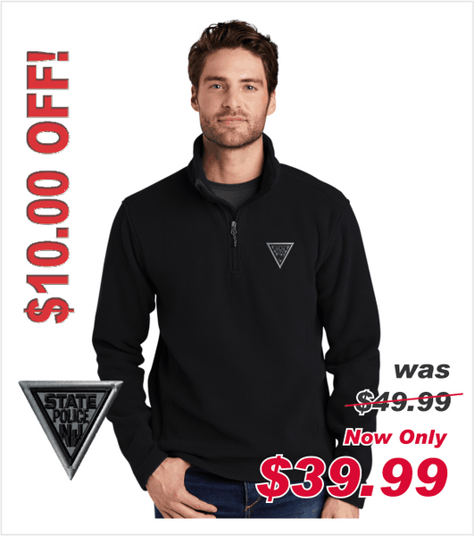 Black QUARTER ZIP FLEECE Pullover with Embroidered Logo