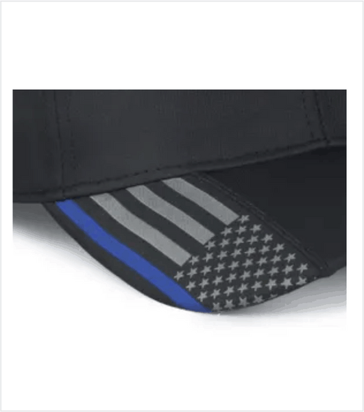Black BLUE LINE/US FLAG with Classic Embroidered Grey Triangle