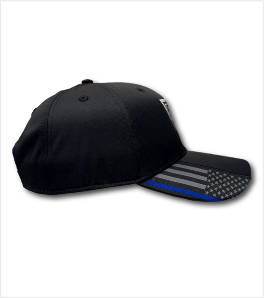 Black BLUE LINE/US FLAG with Classic Embroidered Grey Triangle