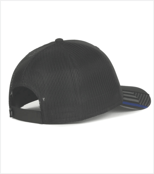 MESH BACK Black BLUE LINE/US FLAG with Embroidered Logo
