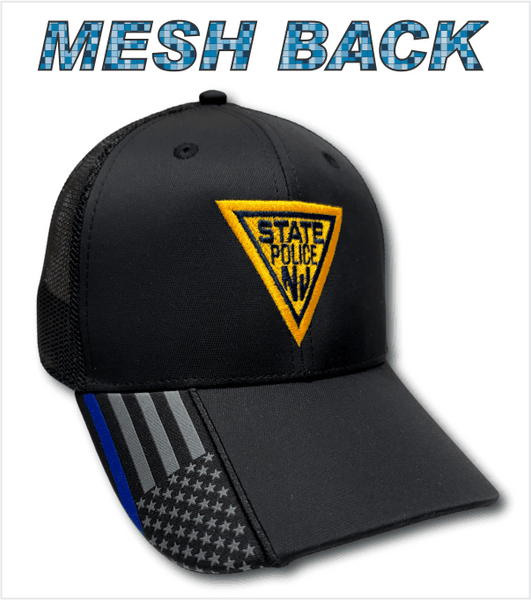 MESH BACK Black BLUE LINE/US FLAG with Embroidered Logo