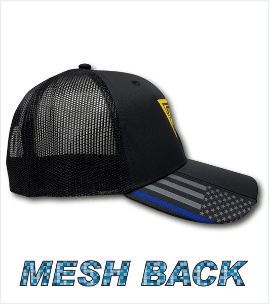 MESH BACK Black BLUE LINE/US FLAG with Embroidered Logo