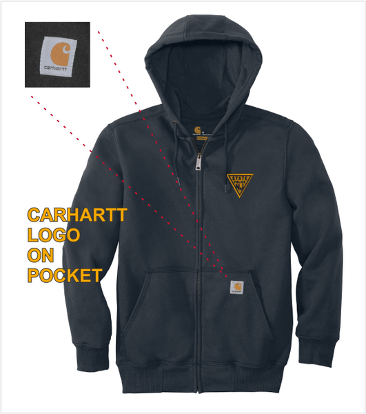 Carhartt RAIN DEFENDER Navy FULL-ZIP Hood with Embroidered Logo