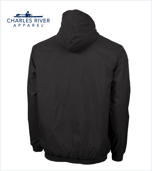 BLACK Charles River PERFORMER HOODED Jacket with Embroidered Logo