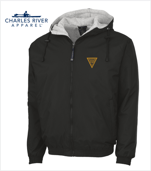 BLACK Charles River PERFORMER HOODED Jacket with Embroidered Logo
