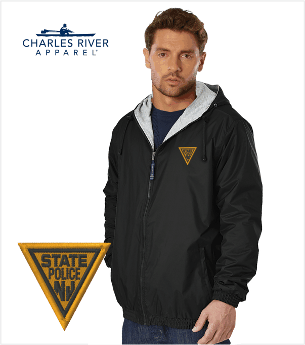 BLACK Charles River PERFORMER HOODED Jacket with Embroidered Logo