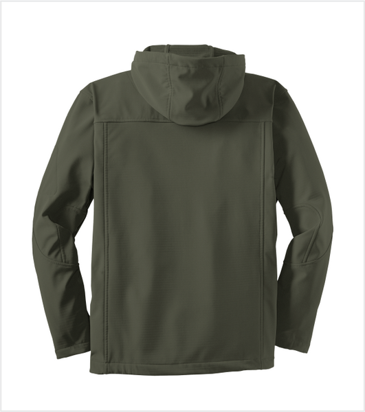 Olive Drab TEXTURED HOODED SOFTSHELL Jacket with Embroidered Logo