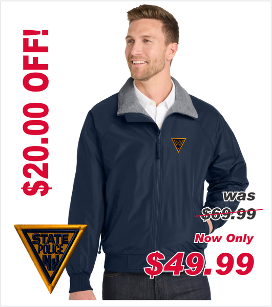 Navy Three Season Jacket with Grey Fleece Lining and Embroidered Logo
