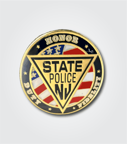 LAPEL PIN with US FLAG Polished Brass and Enamel