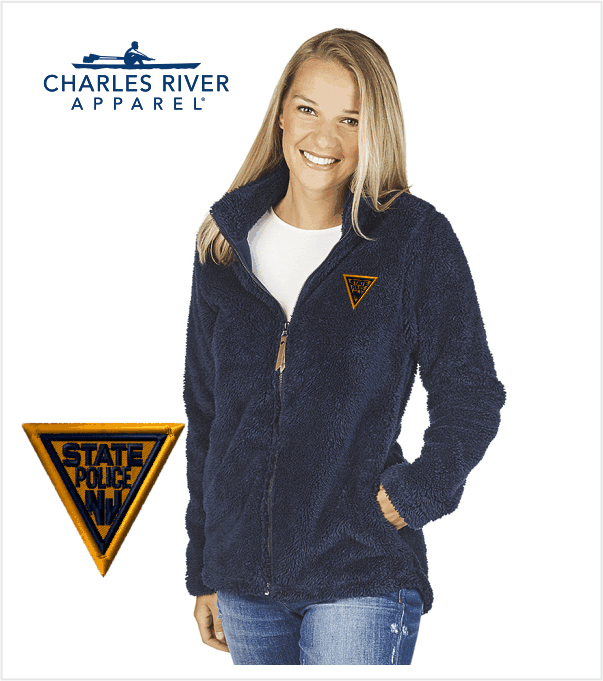 NAVY Ladies Sherpa Fleece Jacket with Embroidered Logo