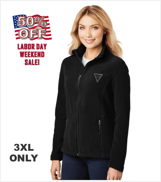 Black Ladies Fleece Jacket with Embroidered Logo