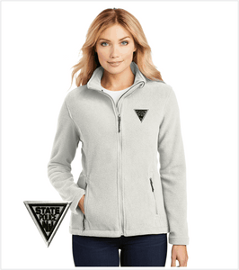 Winter White Ladies Fleece Jacket with Embroidered Logo