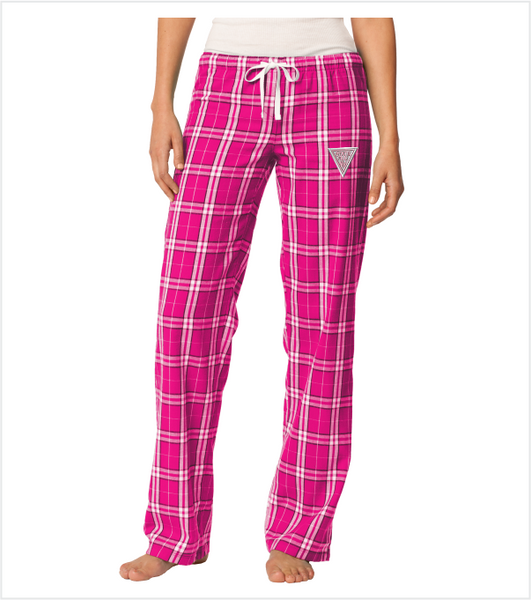 Ladies DARK FUSCHIA Flannel Pants with Iconic Embroidered Logo