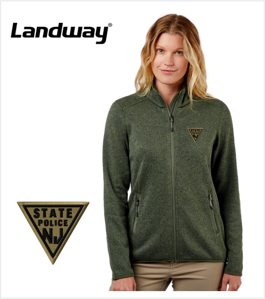 LANDWAY Sweater-Fleece HEATHER OLIVE DRAB Jacket with Embroidered Logo
