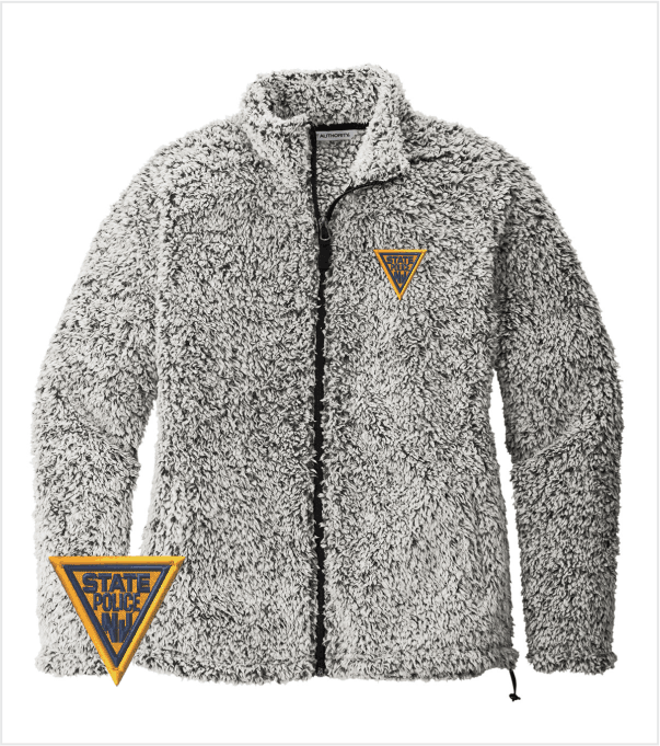 Ladies SHERPA Fleece Jacket in Grey Heather with Embroidered Logo
