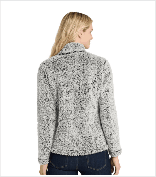 Ladies SHERPA Fleece Jacket in Grey Heather with Embroidered Logo