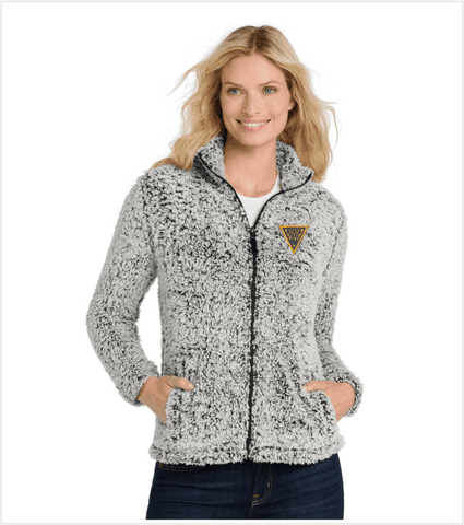 Ladies SHERPA Fleece Jacket in Grey Heather with Embroidered Logo