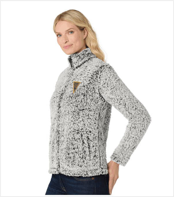 Ladies SHERPA Fleece Jacket in Grey Heather with Embroidered Logo