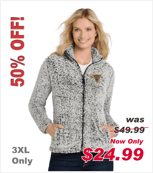 Ladies SHERPA Fleece Jacket in Grey Heather with Embroidered Logo