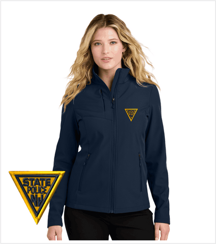 Navy Ladies SOFTSHELL Jacket with Embroidered Logo