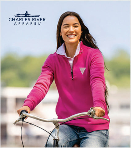 Ladies' Charles River CROSSWIND Quarter-Zip Pullover with Embroidered Logo