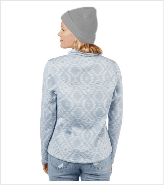 Ladies Quarter-Zip Sweater-Fleece Morning Sky with Embroidered Logo