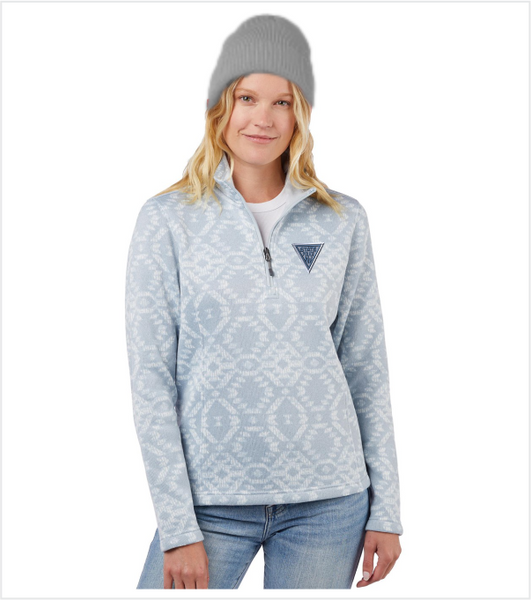 Ladies Quarter-Zip Sweater-Fleece Morning Sky with Embroidered Logo