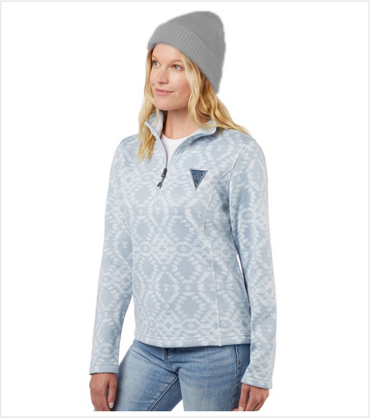 Ladies Quarter-Zip Sweater-Fleece Morning Sky with Embroidered Logo