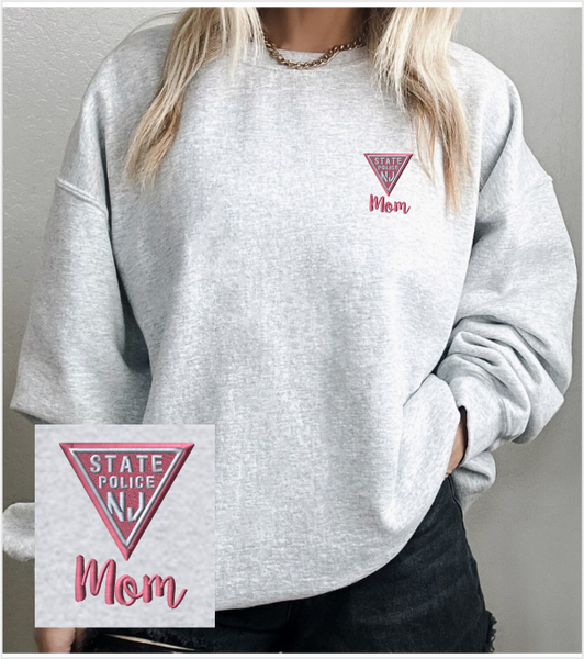 MOM! Ash Grey Crewneck with Iconic Triangle/Mom Embroidered Logo