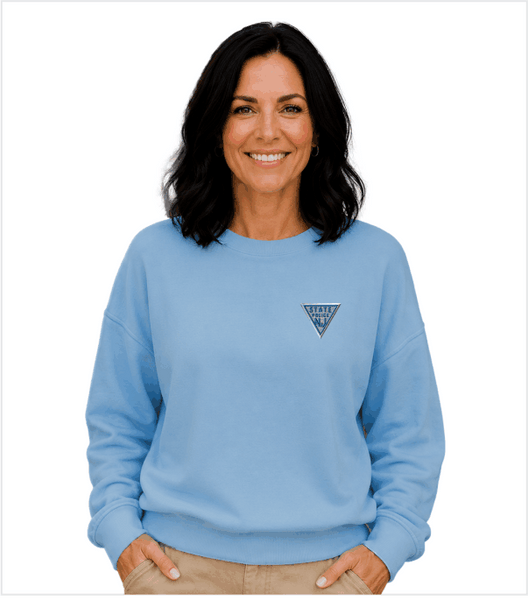 Ladies LAKE BLUE DROP SHOULDER Crewneck with Embroidered Classic Logo
