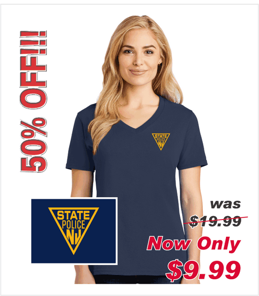 Navy Ladies Cotton T with Printed Classic Logo