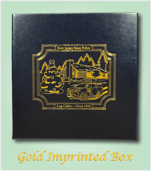 HOLIDAY LOG CABIN ORNAMENT with GOLD IMPRINTED BOX