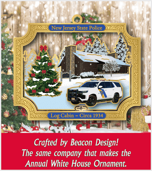 HOLIDAY LOG CABIN ORNAMENT with GOLD IMPRINTED BOX