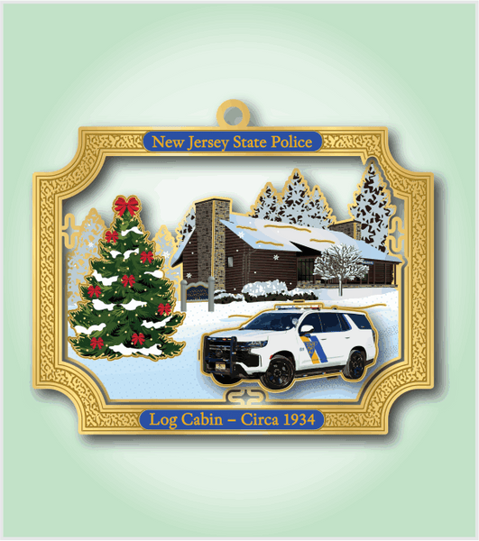 HOLIDAY LOG CABIN ORNAMENT with GOLD IMPRINTED BOX