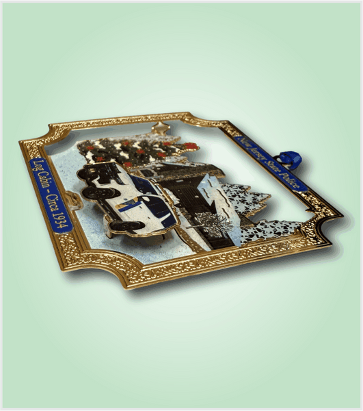 HOLIDAY LOG CABIN ORNAMENT with GOLD IMPRINTED BOX