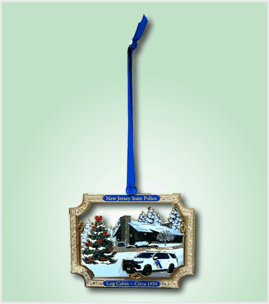 HOLIDAY LOG CABIN ORNAMENT with GOLD IMPRINTED BOX