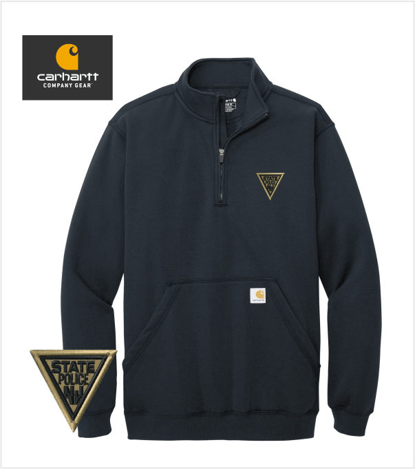 CARHARTT Navy QUARTER-ZIP PULLOVER with Embroidered Logo – True CARHARTT Navy QUARTER-ZIP PULLOVER with Embroidered Logo – True