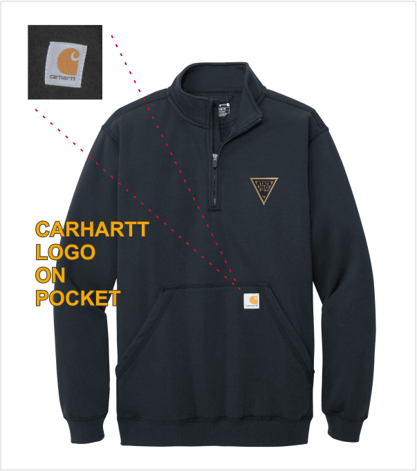 CARHARTT Navy QUARTER-ZIP PULLOVER with Embroidered Logo – True