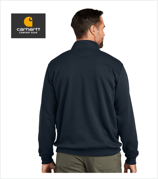 CARHARTT Navy QUARTER-ZIP PULLOVER with Embroidered Logo – True